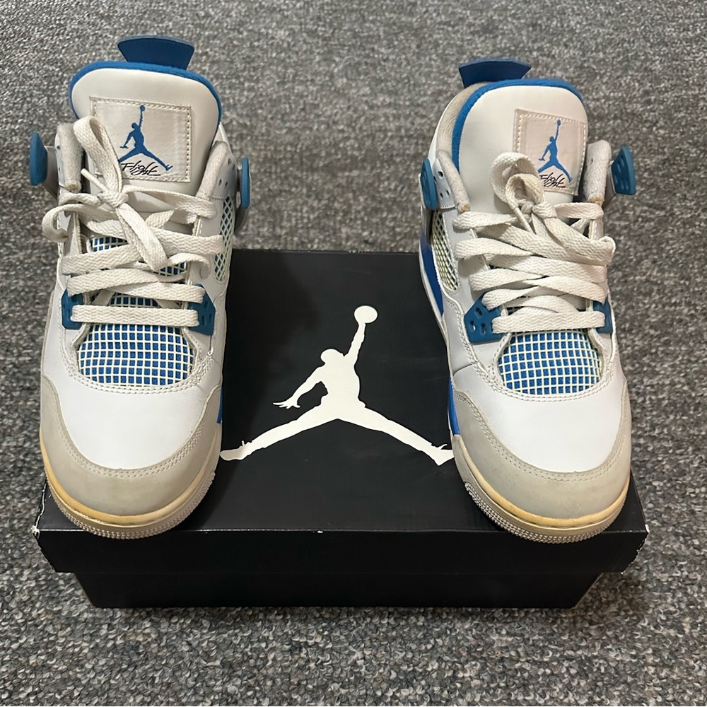 Air Jordan 4 retro (GS) color: white/military blue/grey